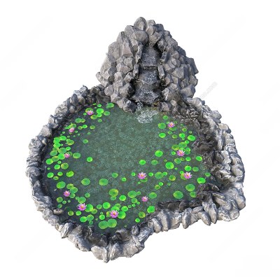 现代鱼塘花池3D模型下载